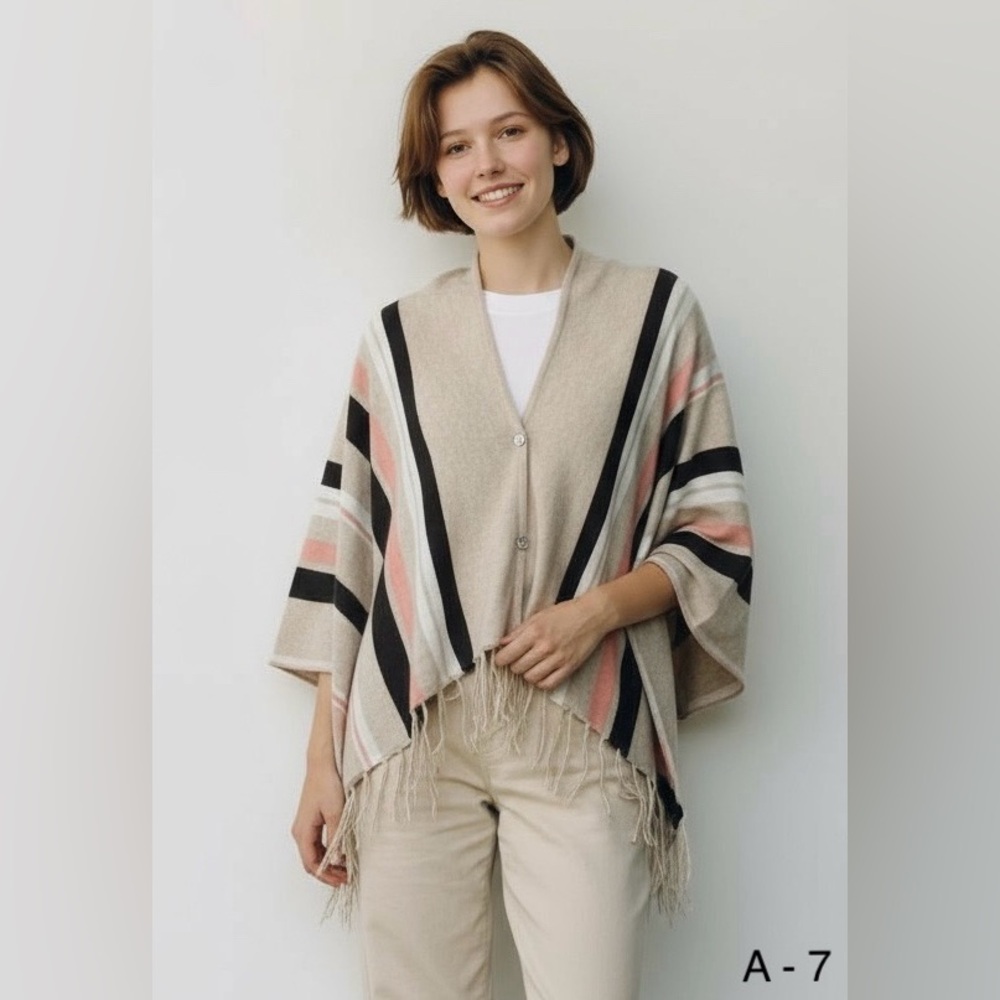 Altar'd State Women's Sz XS Cardigan Sweater Striped Fringe Asymmetrical Striped